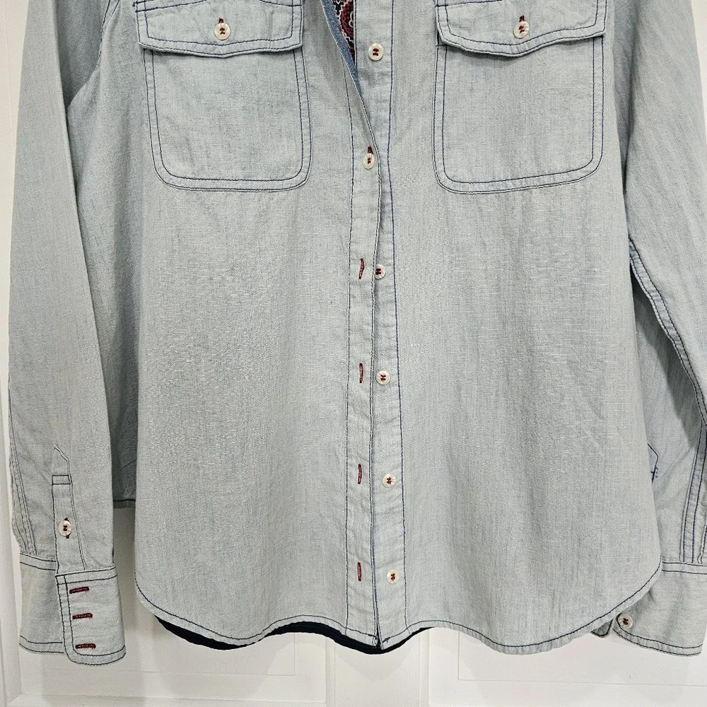 Free People Bandana Bandit Printed & Embroidered Button Down Size S - Picture 6 of 16